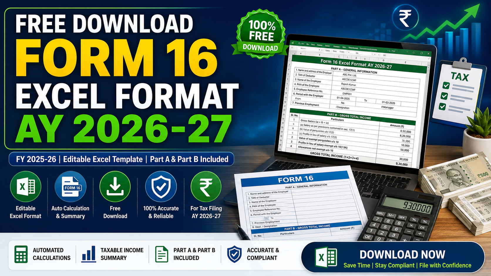 Form 16 Download Fy 2025-26 Excel