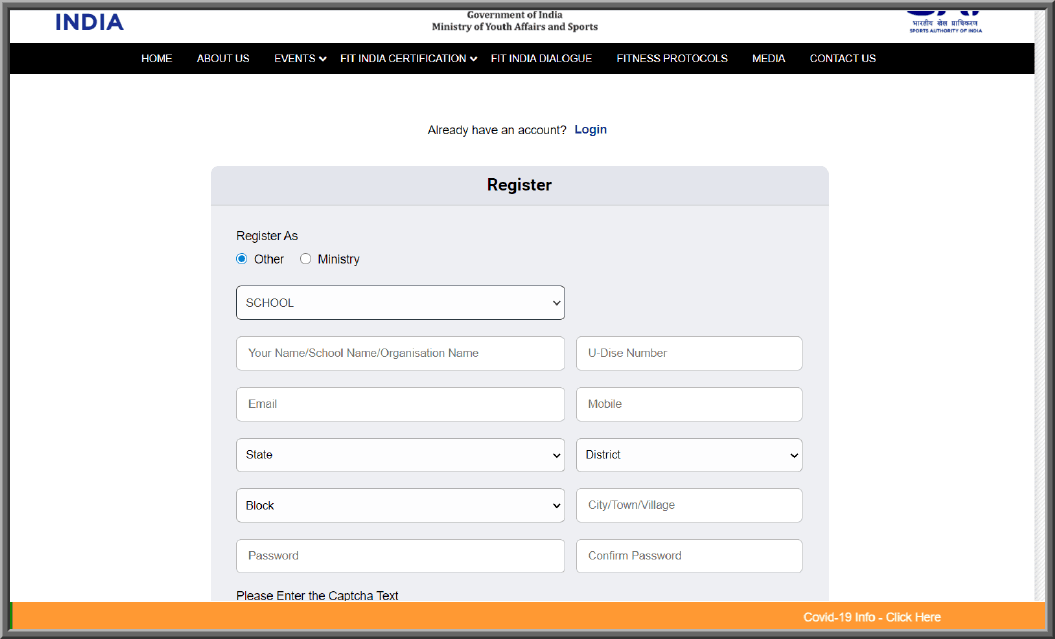 Fit India Registration