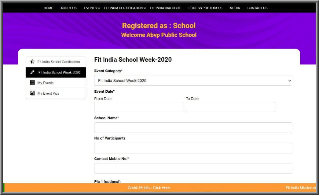 Fit India Registration