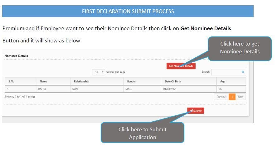 FIRST DECLARATION SUBMIT PROCESS