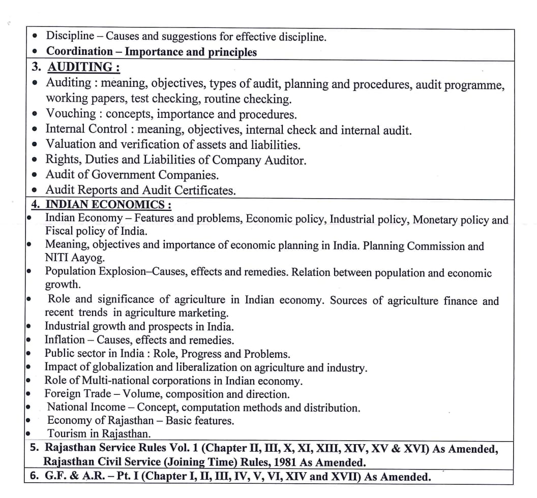 Rajasthan Teachers Web Portal Junior Accountant and Tehsil Revenue Accountant Vacancy 2023 Syllabus
