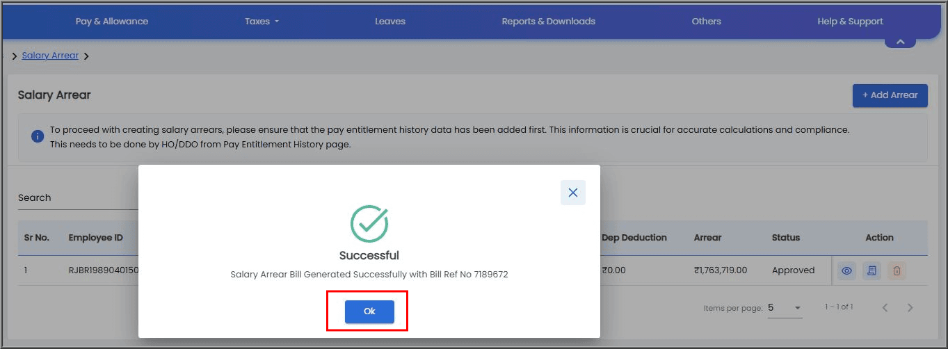 Salary Arrear Bill in ifms 3.0