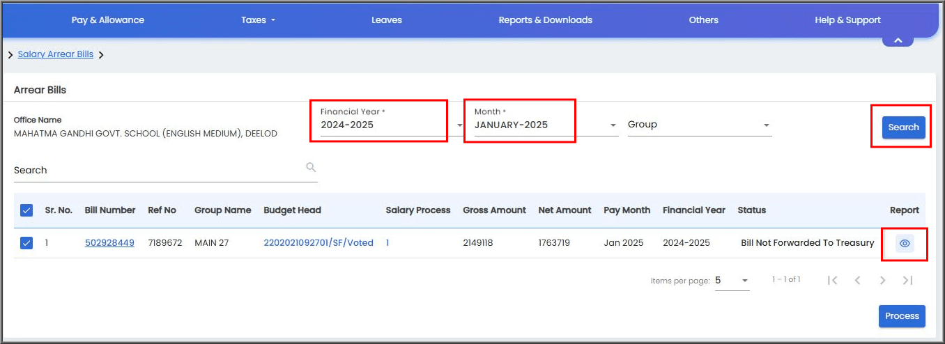 Salary Arrear Bill in ifms 3.0