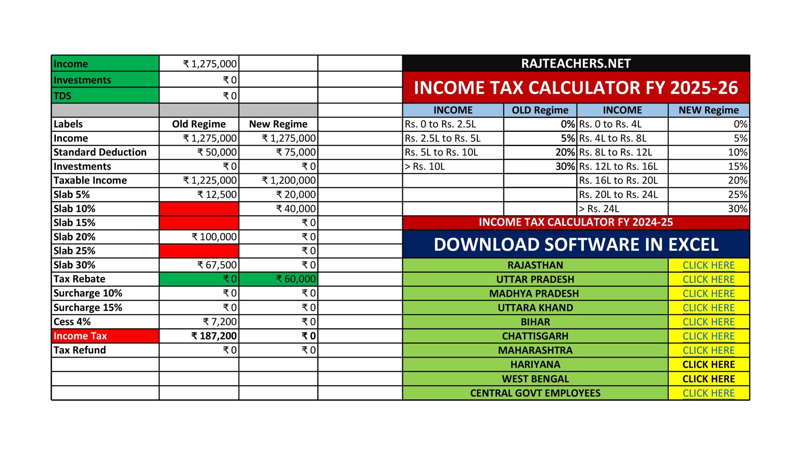 Income Tax Calculator for Fy 2025-26